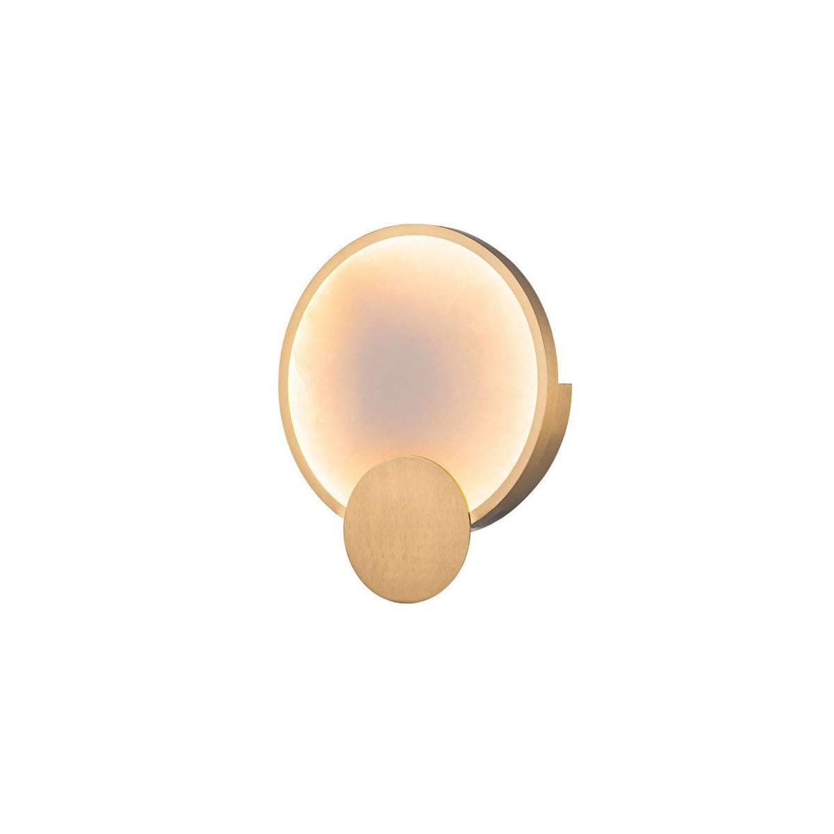 Aplique LED redondo de mármol y metal dorado Bagnara