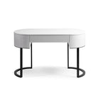 Consola ovalada blanca con cajón y metal negro Gżira