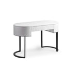 Consola ovalada blanca con cajón y metal negro Gżira