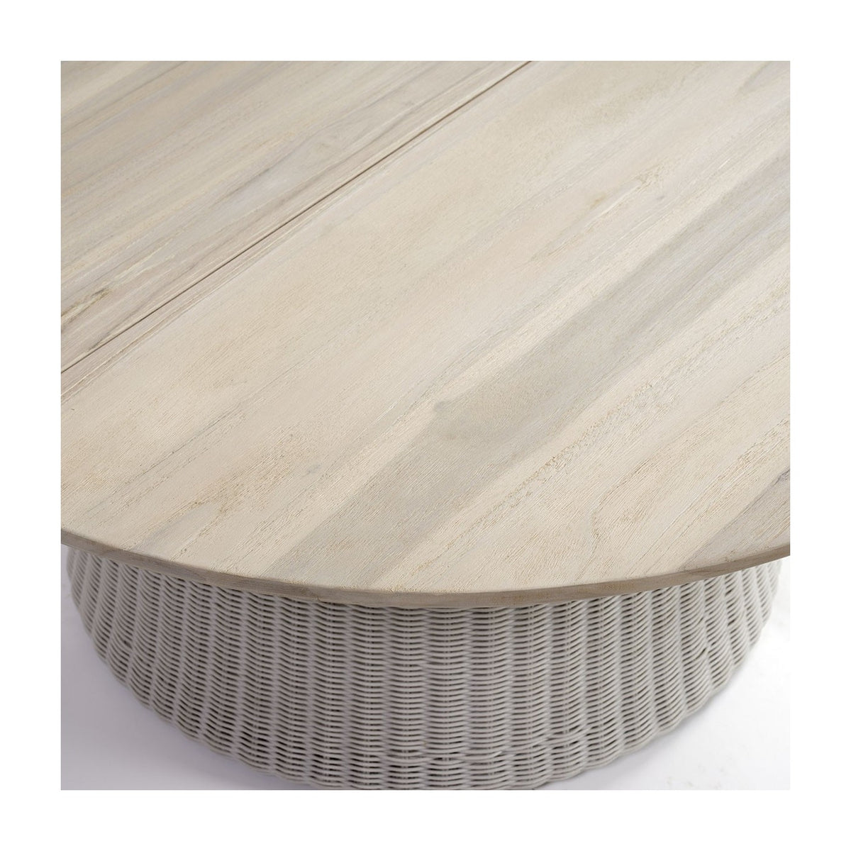 Mesa de comedor redonda de teca y ratán de 120 Donoussa