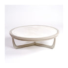 Mesa de centro redonda grande de roble blanco y piedra Piódão