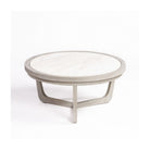 Mesa de centro redonda mediana de roble blanco y piedra Idanha