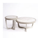 Mesa de centro redonda mediana de roble blanco y piedra Idanha