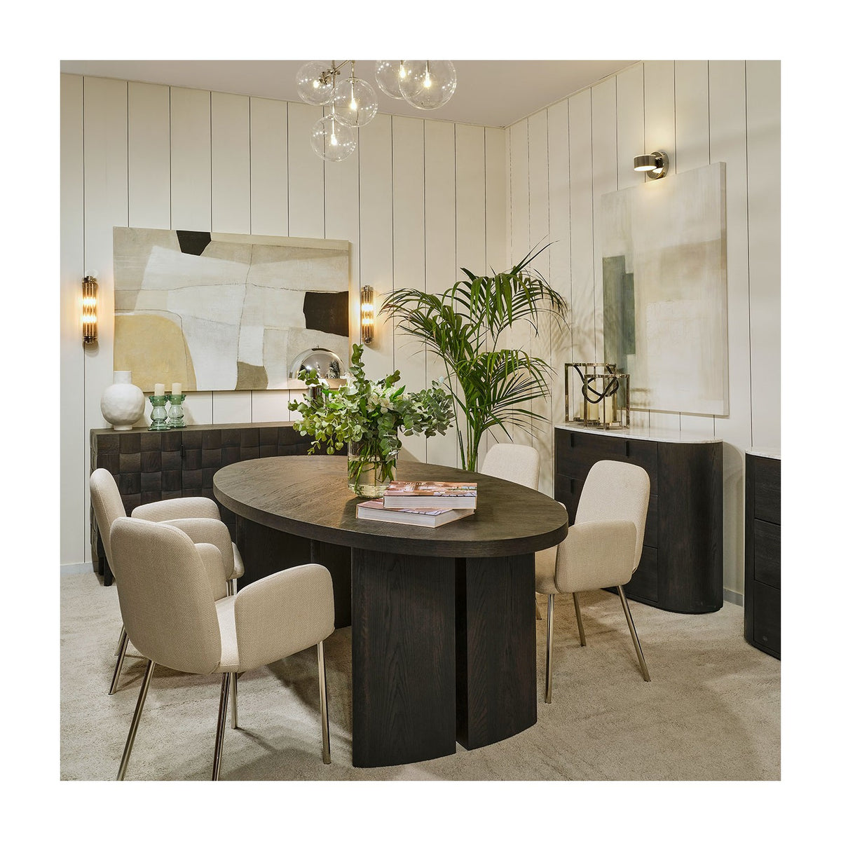 Mesa de comedor ovalada de roble black brown Għajnsielem