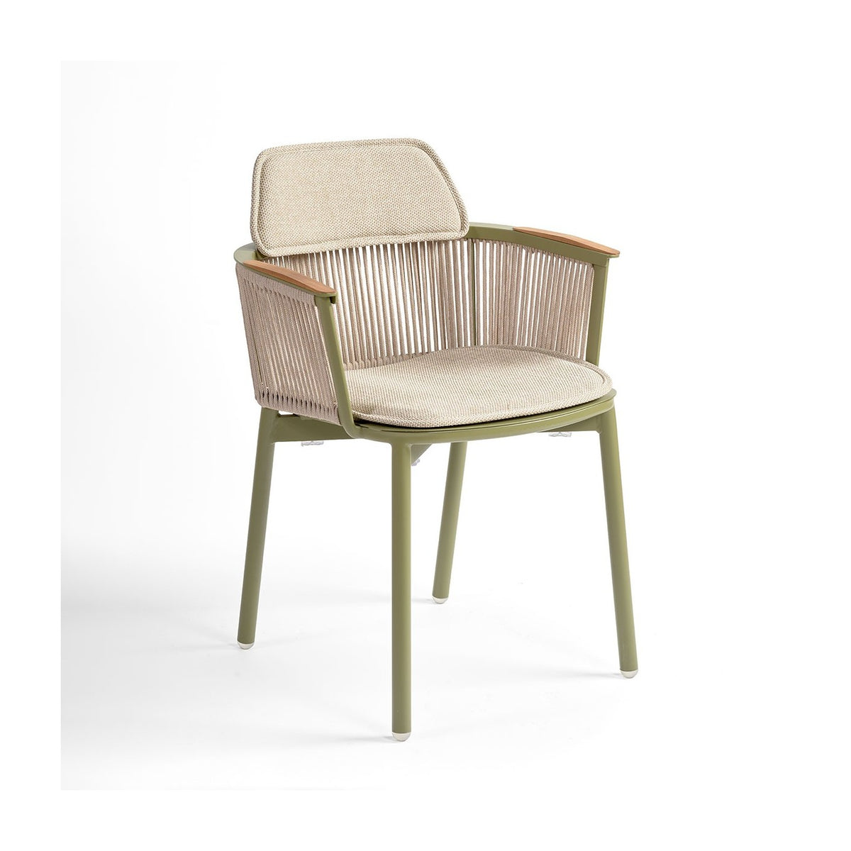 Sillón de comedor de exterior verde oliva y arena Kalkara
