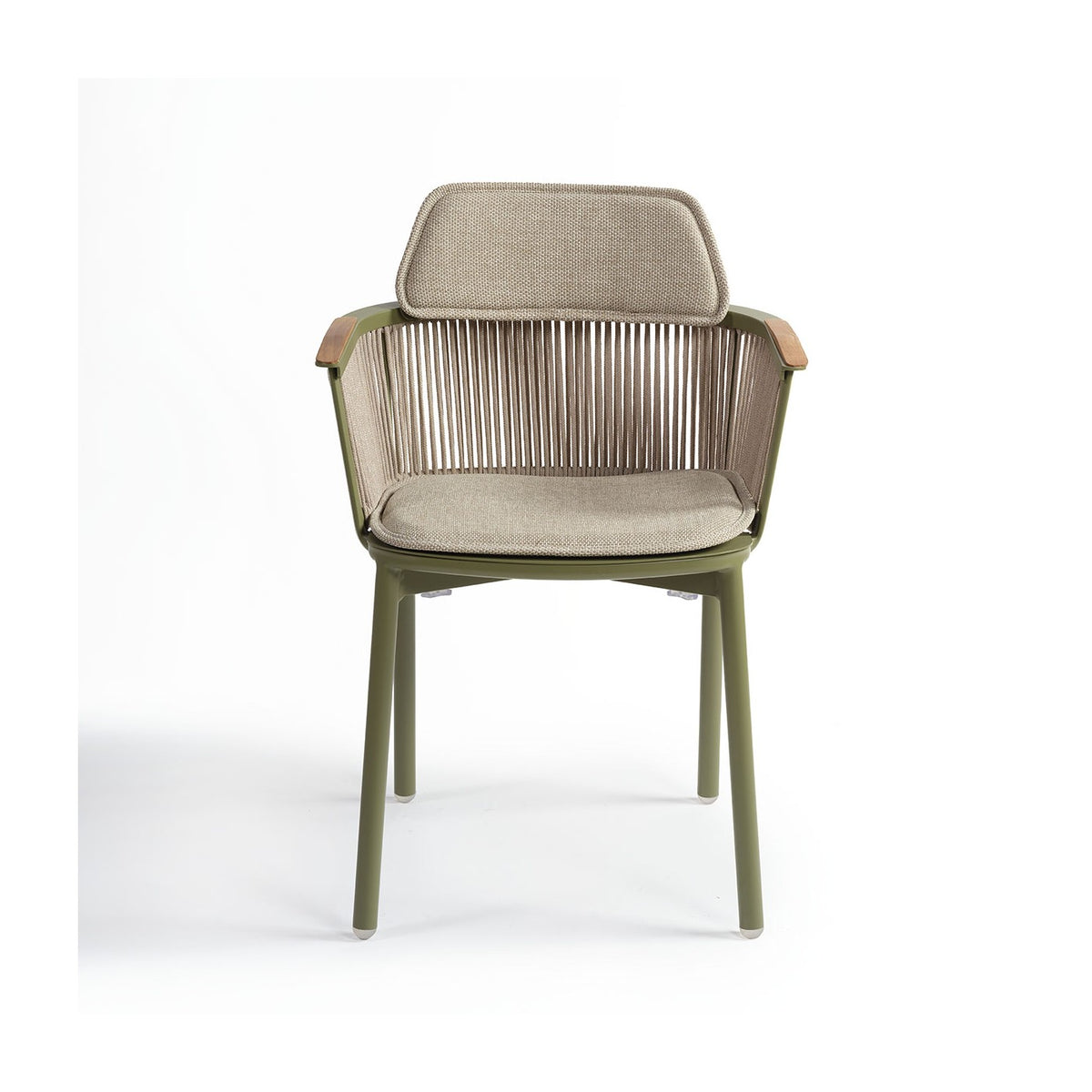 Sillón de comedor de exterior verde oliva y arena Kalkara