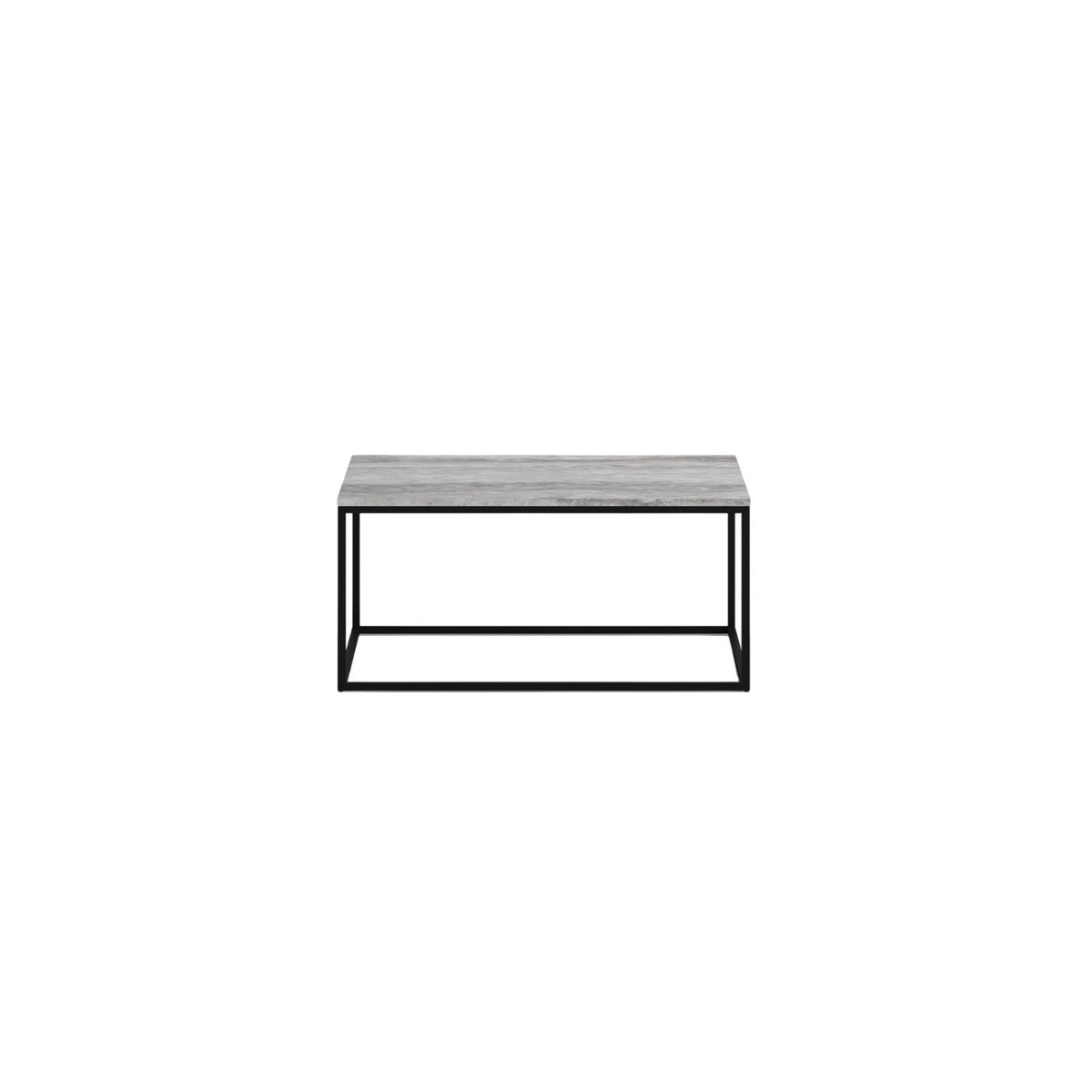 Mesa de centro cuadrada de travertino gris y metal Guadalest
