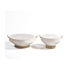 Mesa de centro redonda de cemento blanco y teca 60 Anacapri