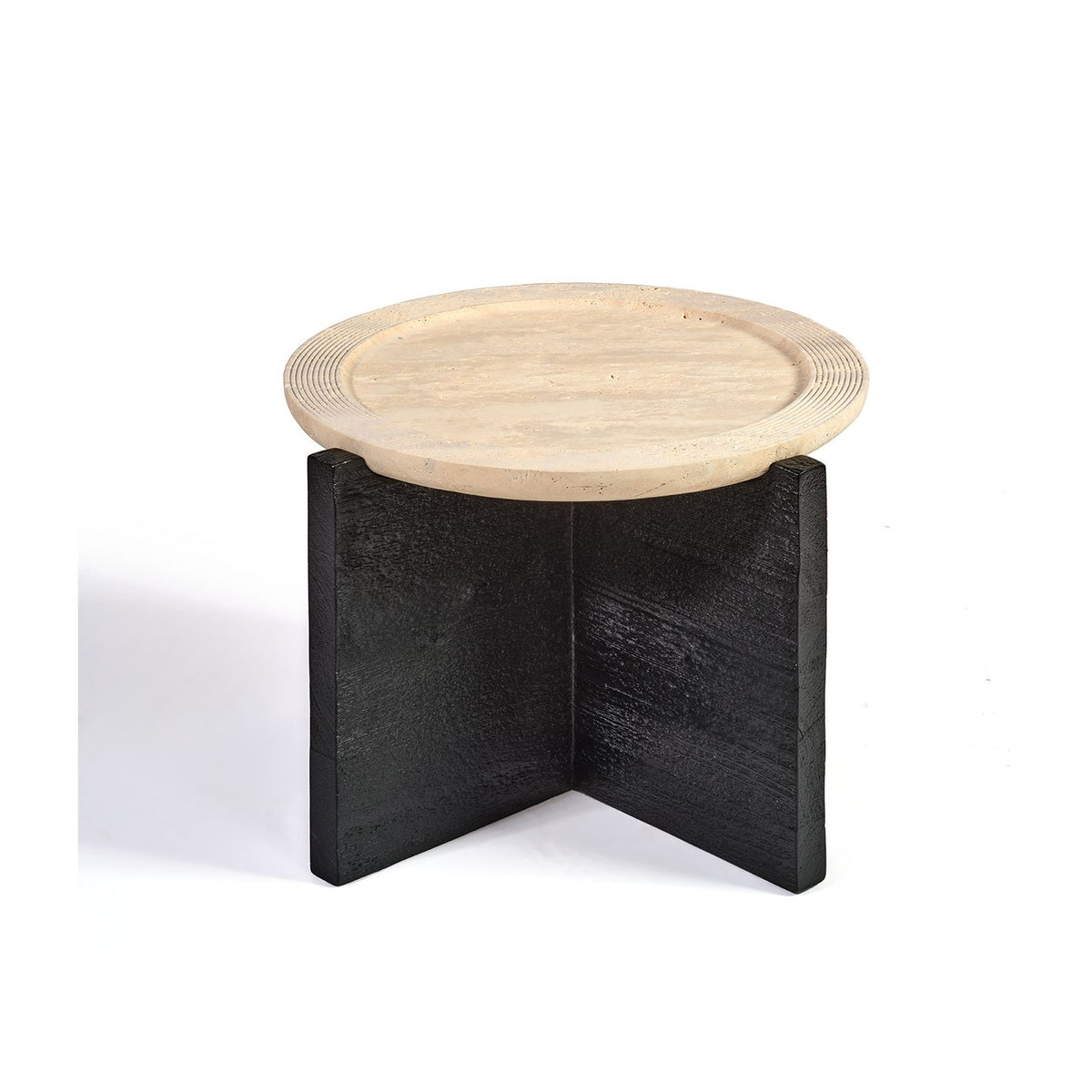 Mesa de centro de madera negra y travertino Mahdia