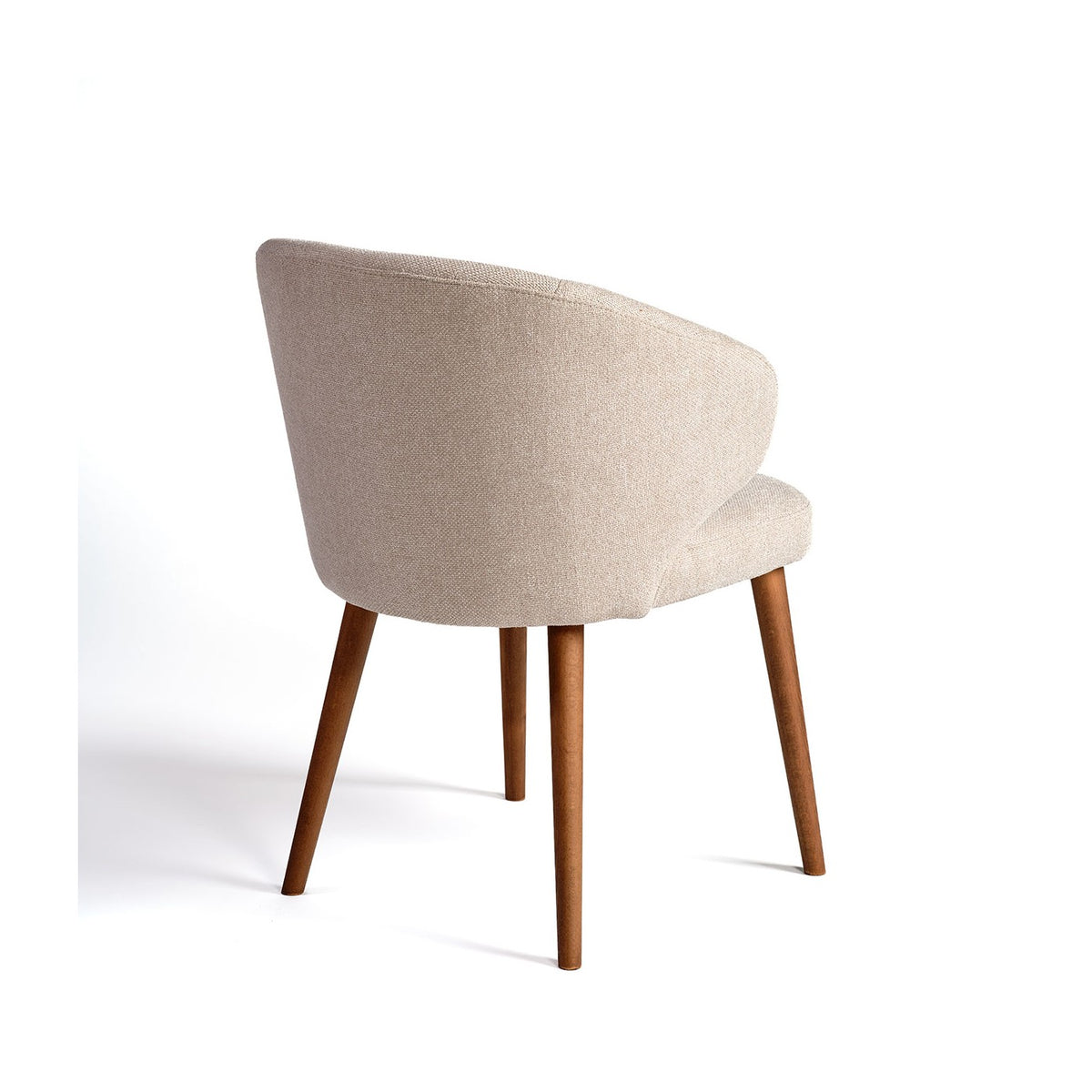 Silla tapizada beige piedra y madera natural Halki