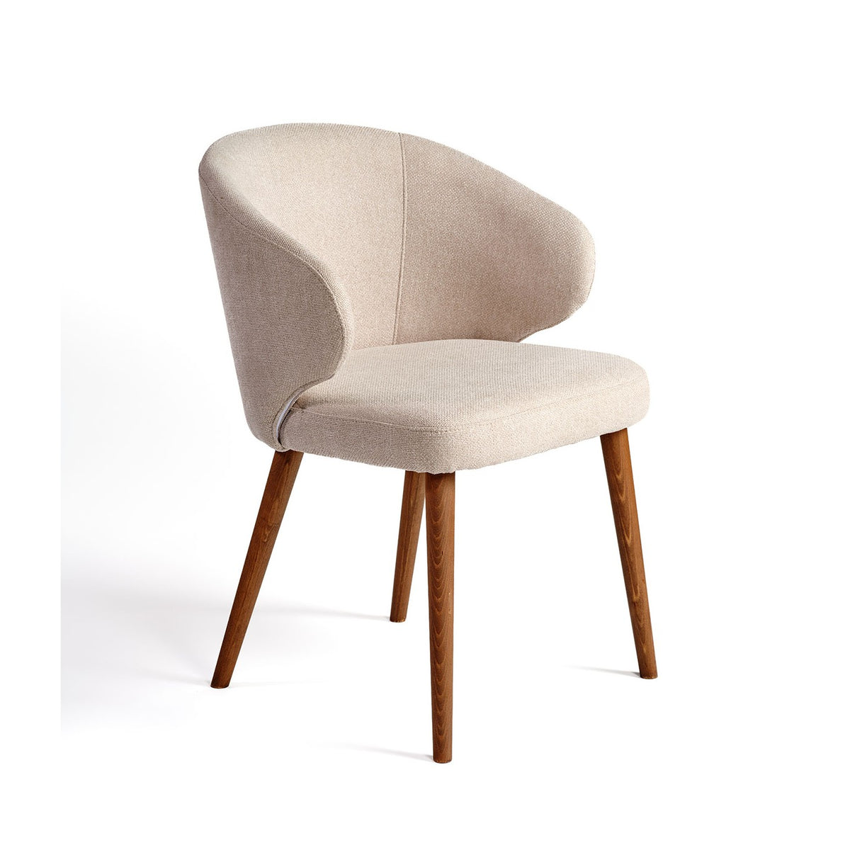 Silla tapizada beige piedra y madera natural Halki