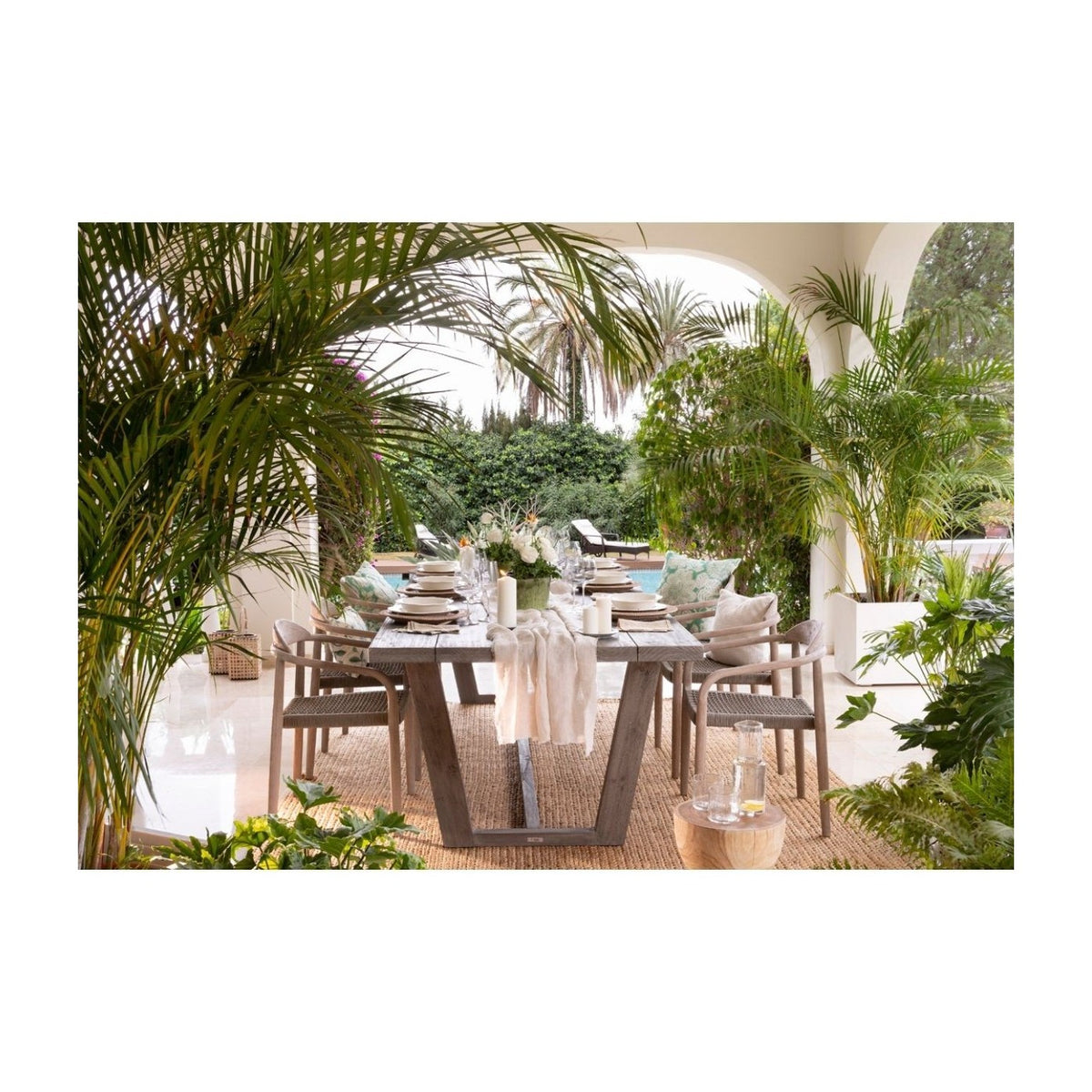 Mesa de comedor rectangular de teca para exterior Évora