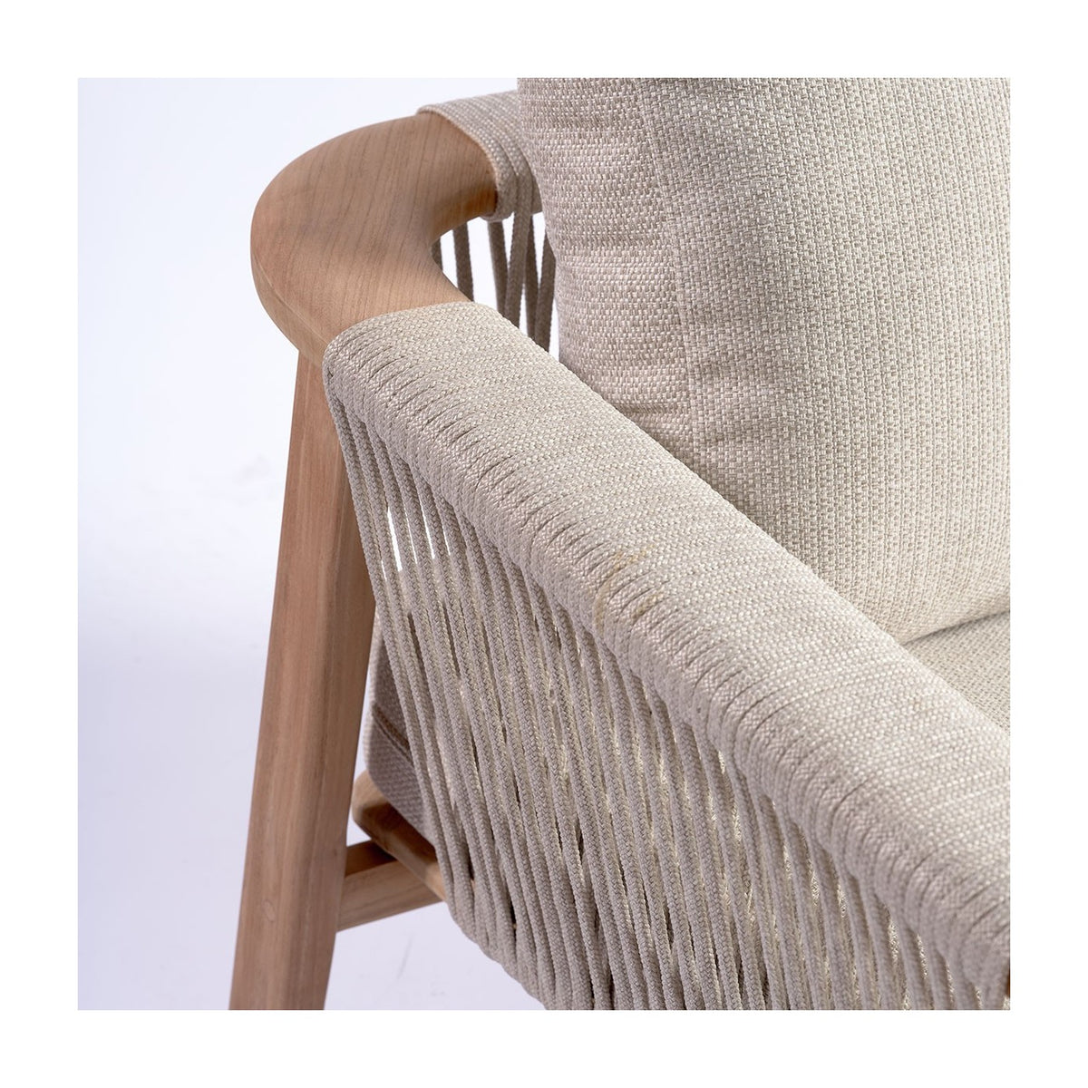 Sillón bajo de teca y cuerda para exterior Piana