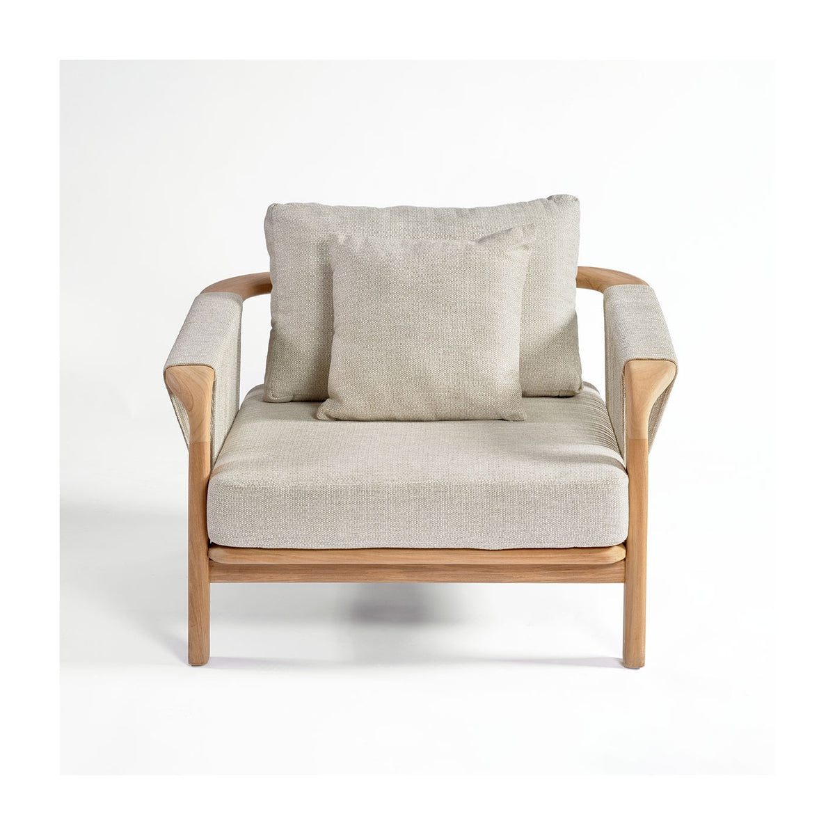 Sillón bajo de teca y cuerda para exterior Piana
