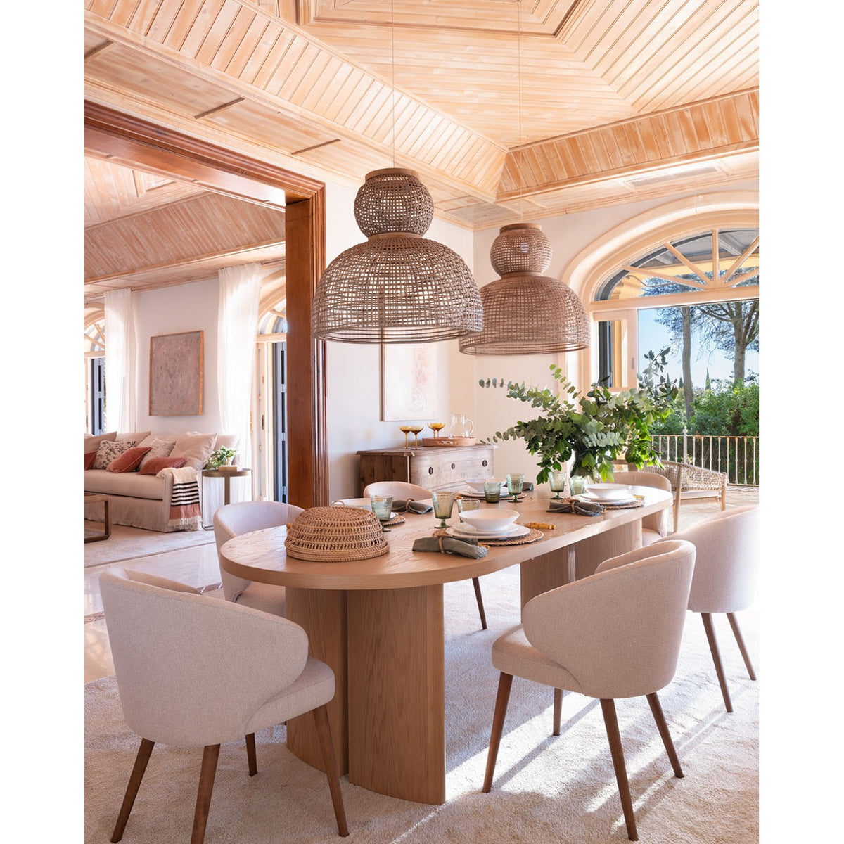 Mesa de comedor ovalada de roble claro 220 Dingli