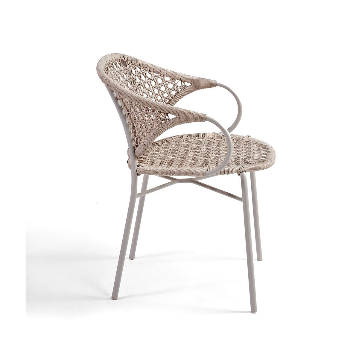 Sillón de comedor de cuerda lino y metal Atlantis