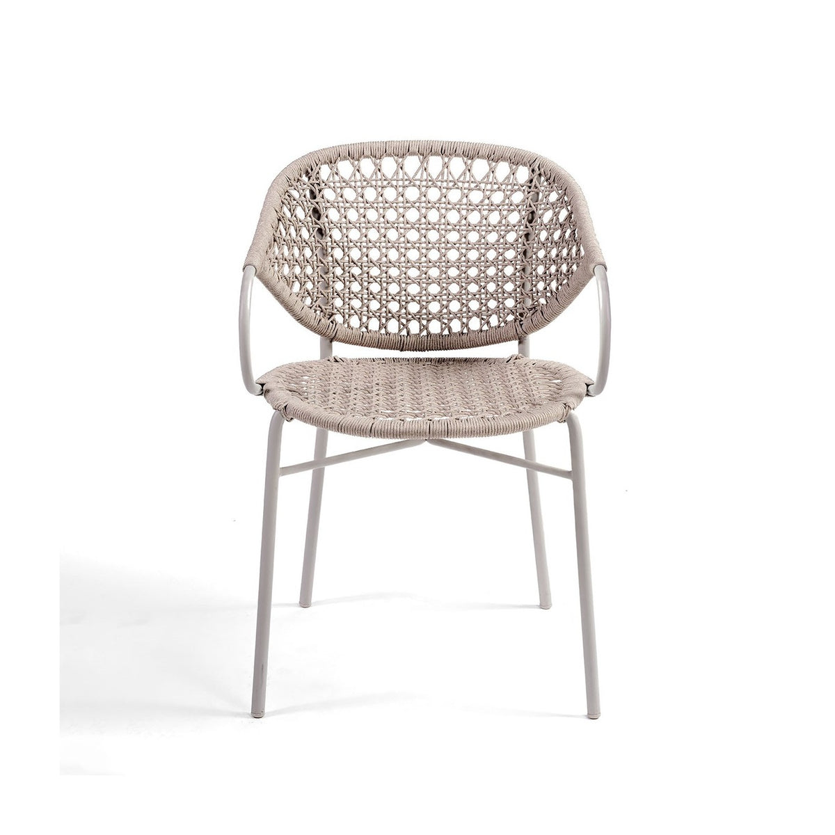 Sillón de comedor de cuerda lino y metal Atlantis