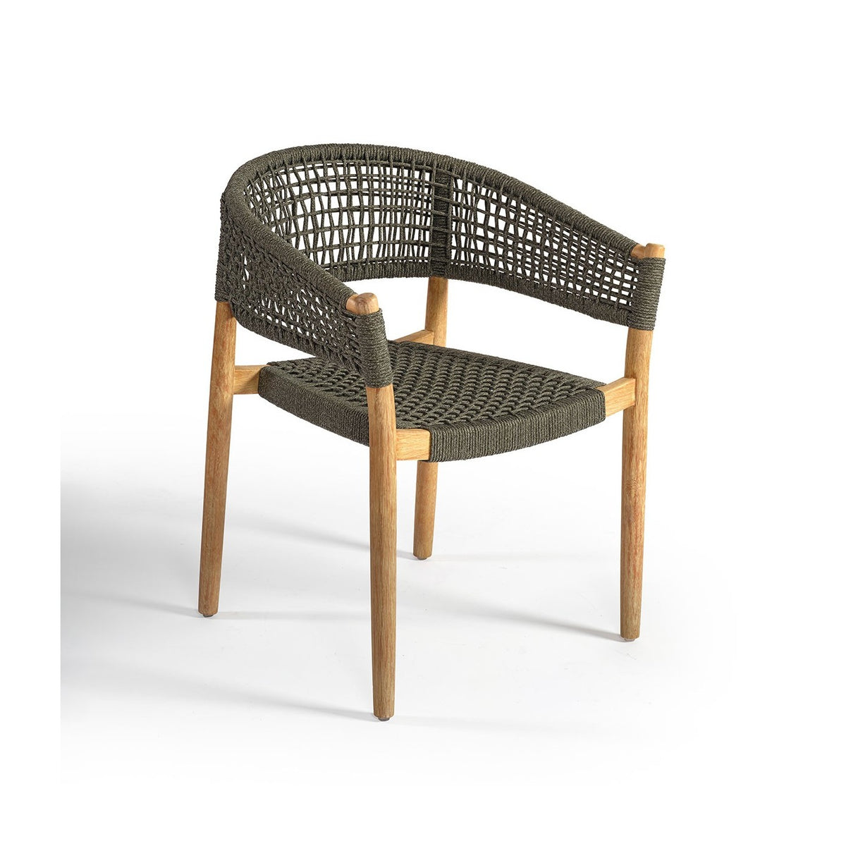 Silla de exterior eucalipto y cuerda gris Centuri
