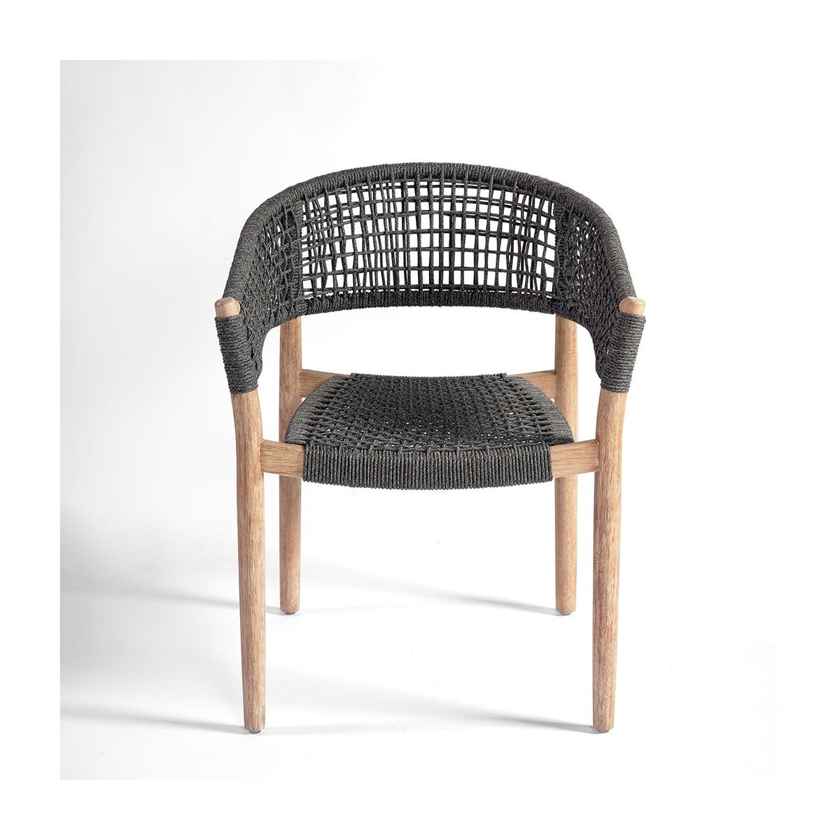Silla de exterior eucalipto y cuerda gris Centuri