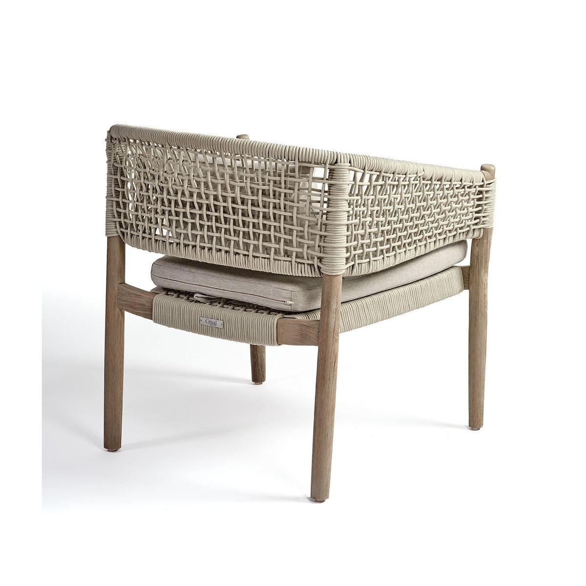 Sillón bajo de madera y cuerda blanco grisáceo Omiš
