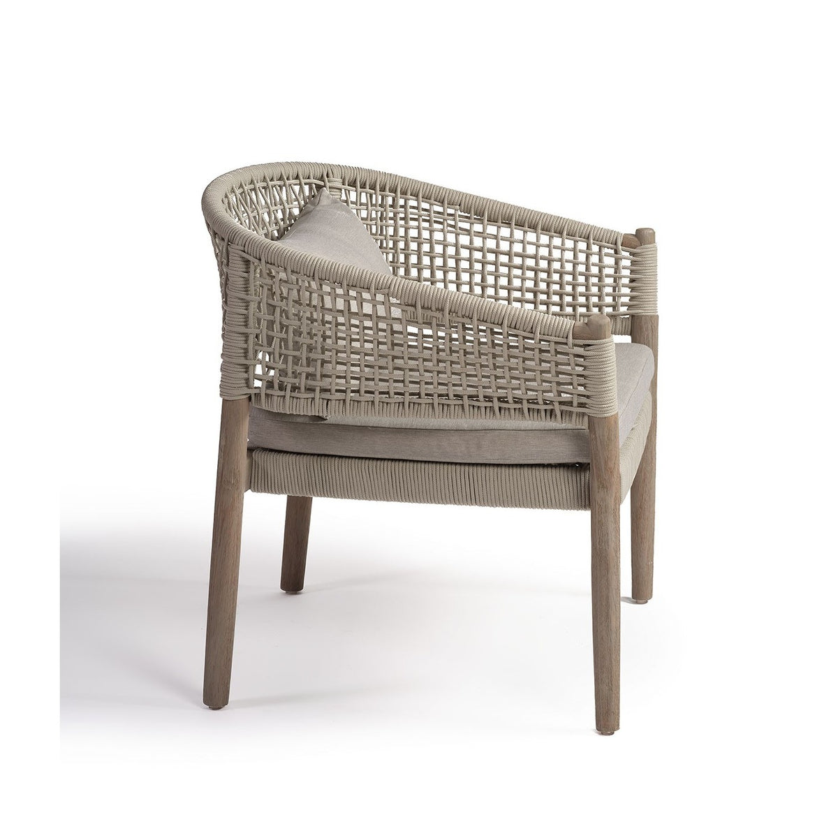 Sillón bajo de madera y cuerda blanco grisáceo Omiš