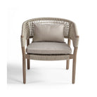 Sillón bajo de madera y cuerda blanco grisáceo Omiš
