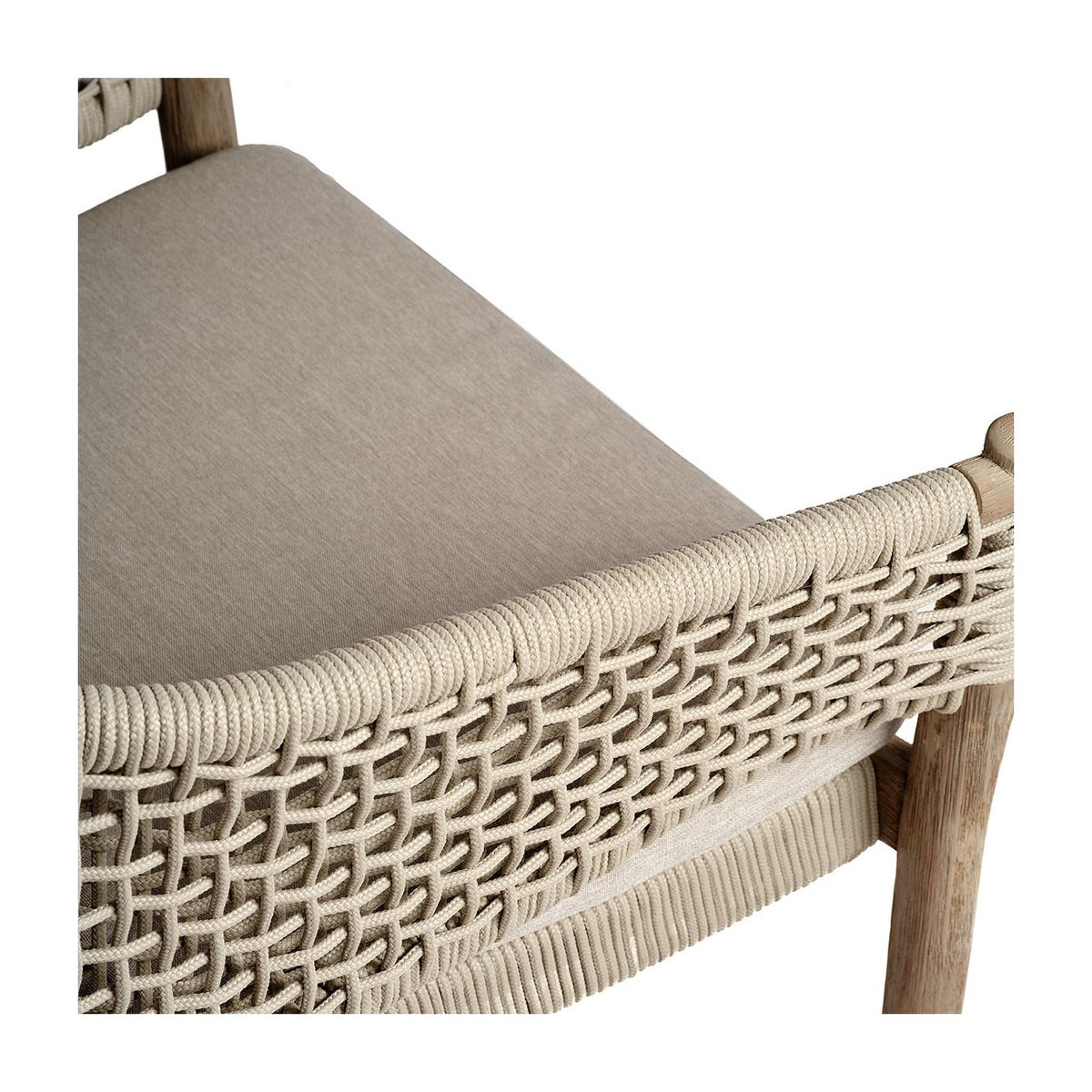 Sillón bajo de madera y cuerda blanco grisáceo Omiš