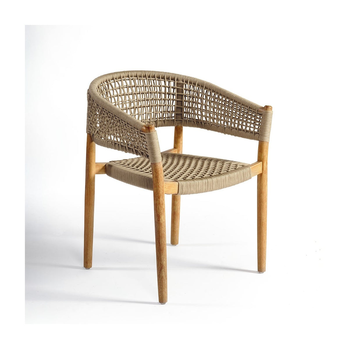 Silla apilable de exterior eucalipto y cuerda arena Biot