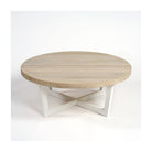 Mesa de centro redonda de teca blanqueada y aluminio Milos