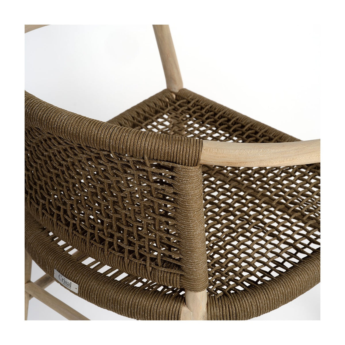 Sillón de comedor de teca y cuerda camel Tinos
