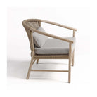 Sillón redondo de exterior de teca y cuerda Mértola