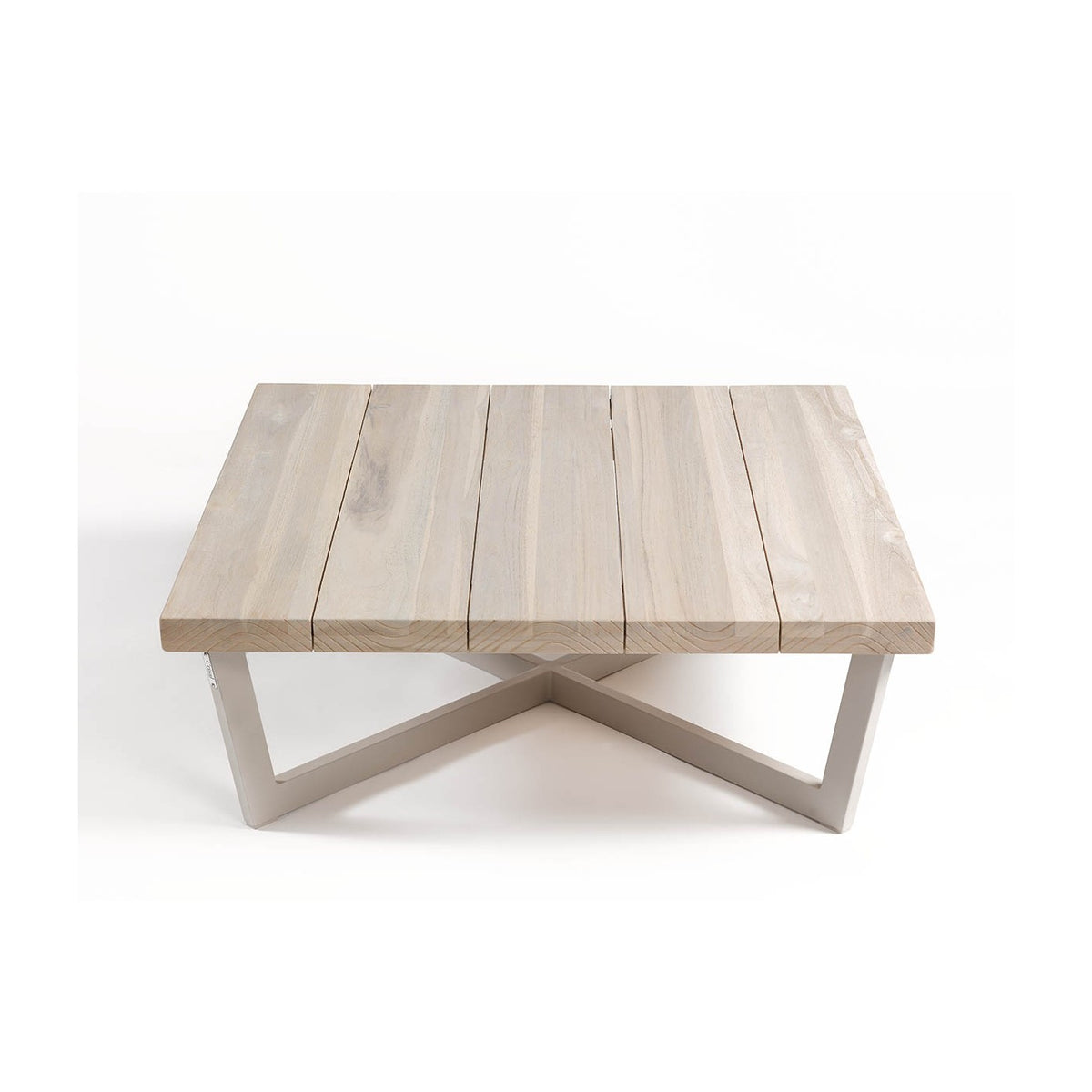 Mesa de centro cuadrada de exterior teca y metal beige Monsaraz