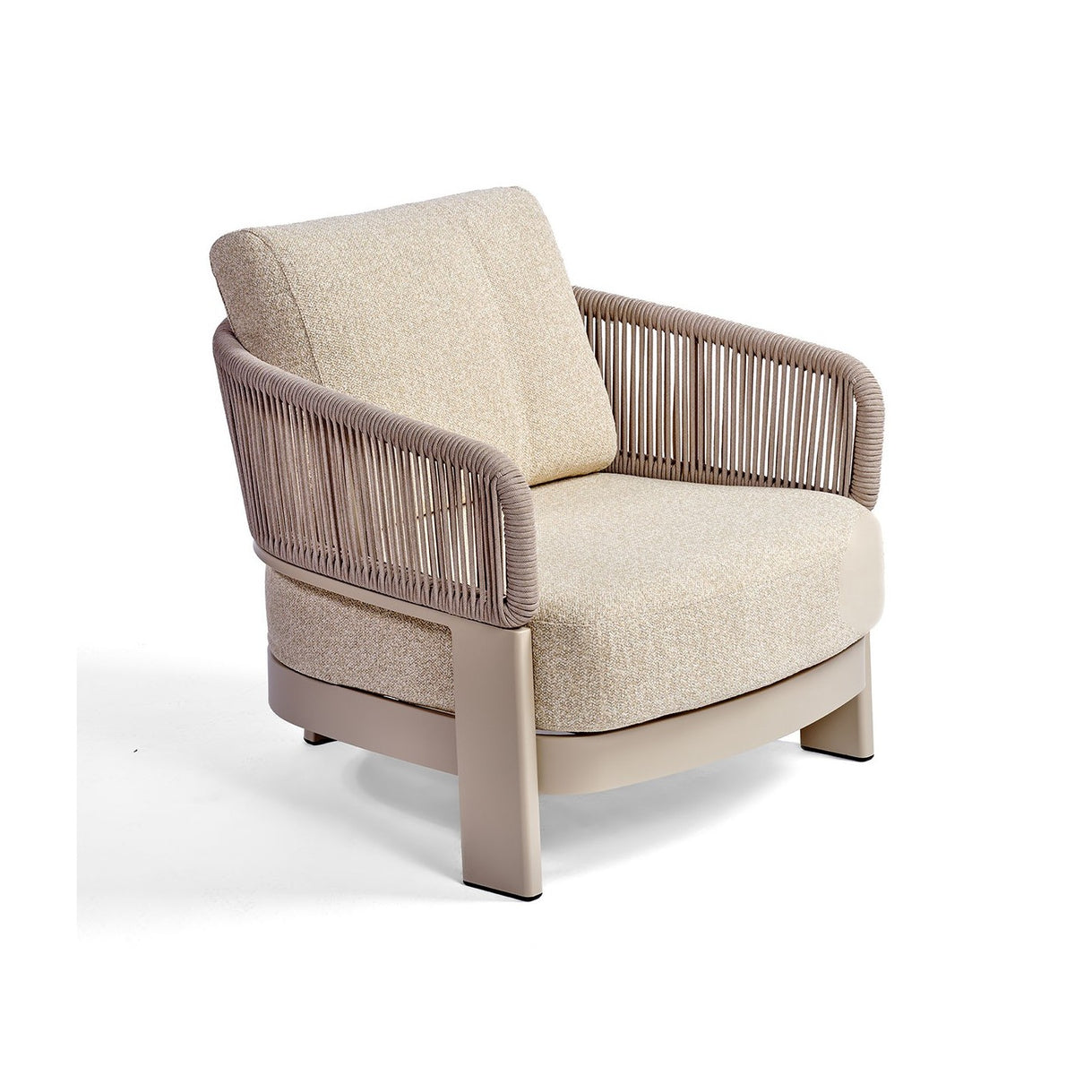 Sillón bajo de exterior de cuerda y tapizado arena Oualidia