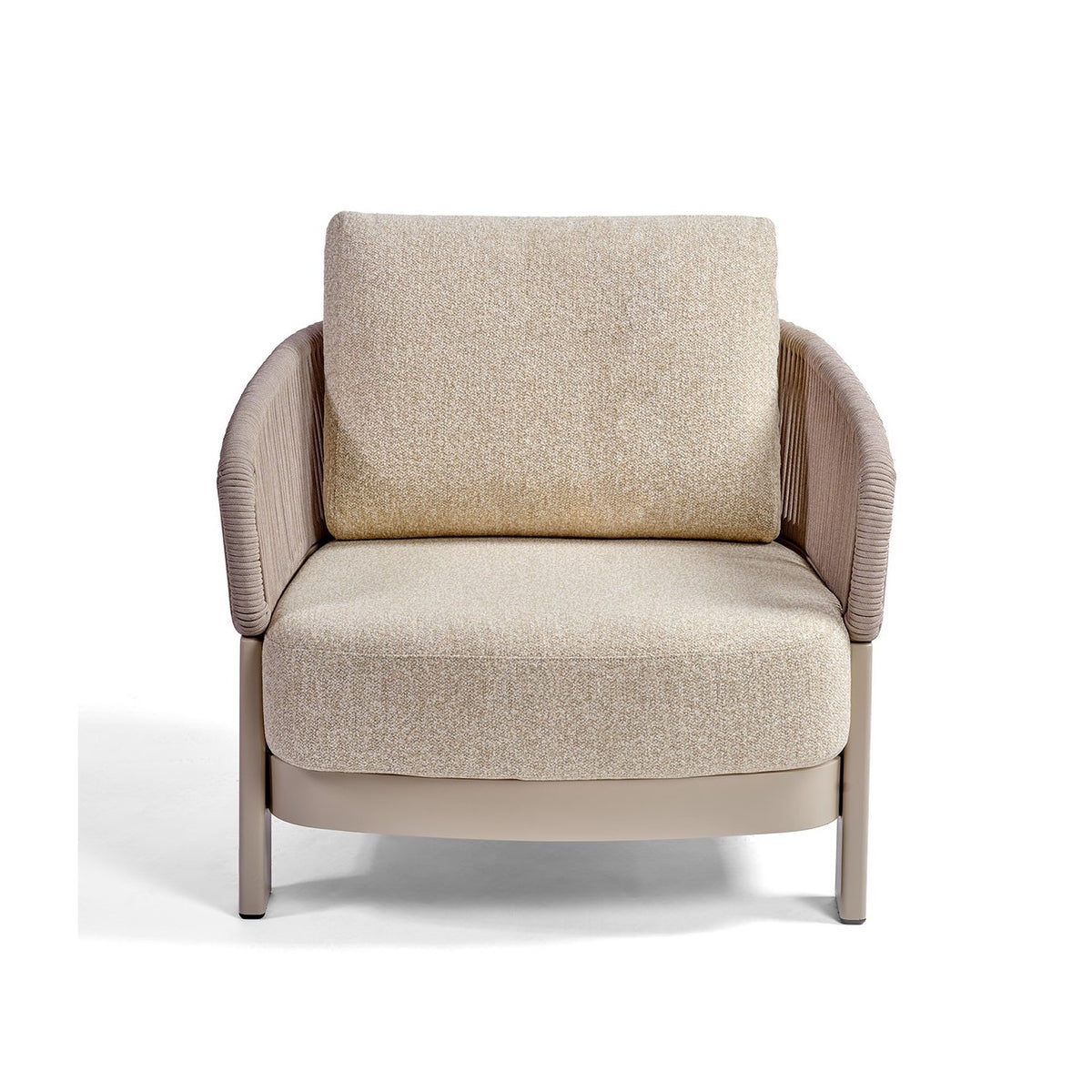 Sillón bajo de exterior de cuerda y tapizado arena Oualidia