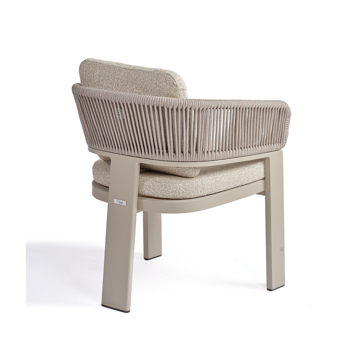 Sillón de comedor de exterior de cuerda y tapizado arena Tánger