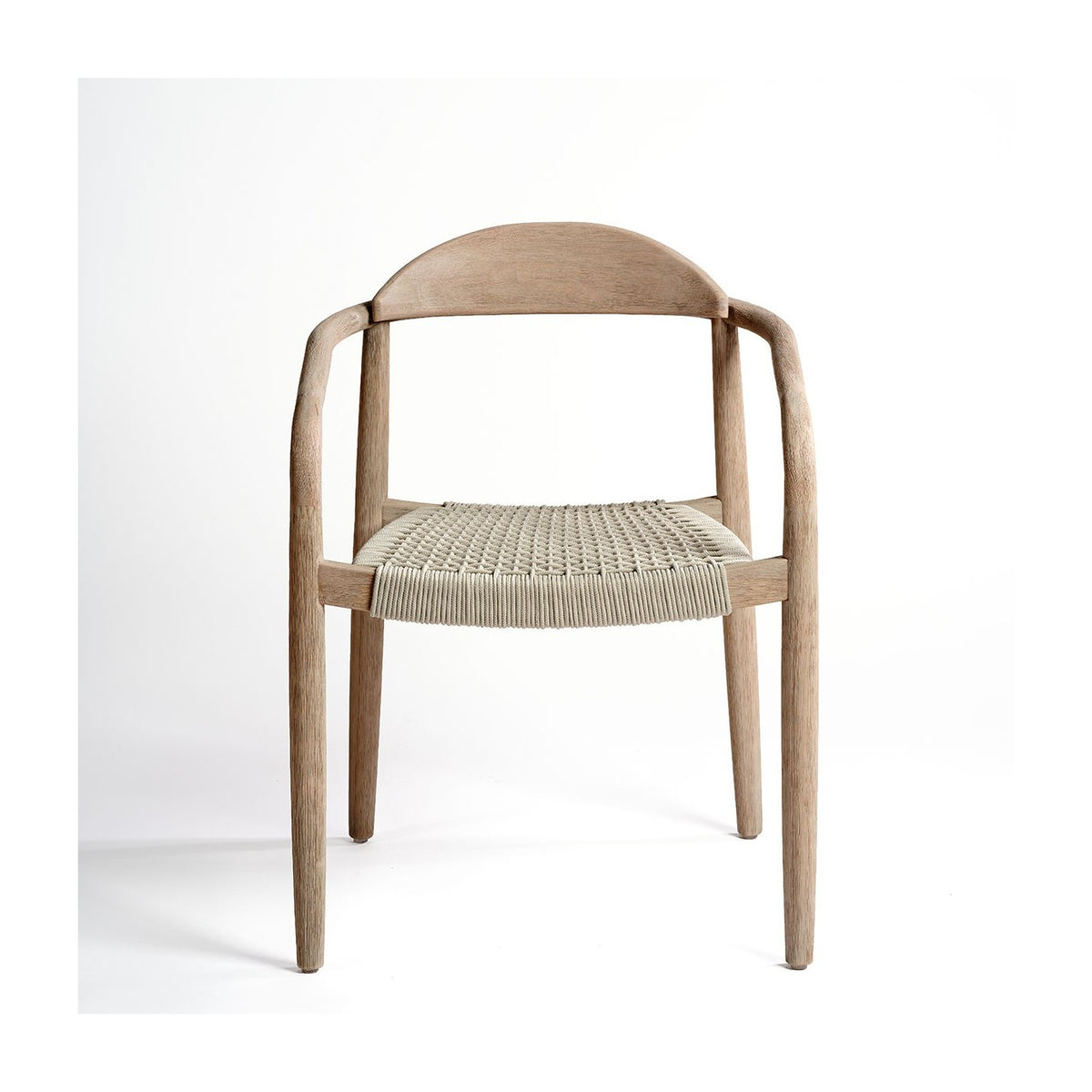 Silla apilable de eucalipto y cuerda gris claro Ponta Delgada