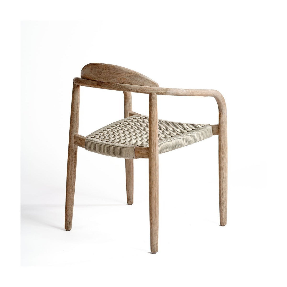 Silla apilable de eucalipto y cuerda gris claro Ponta Delgada