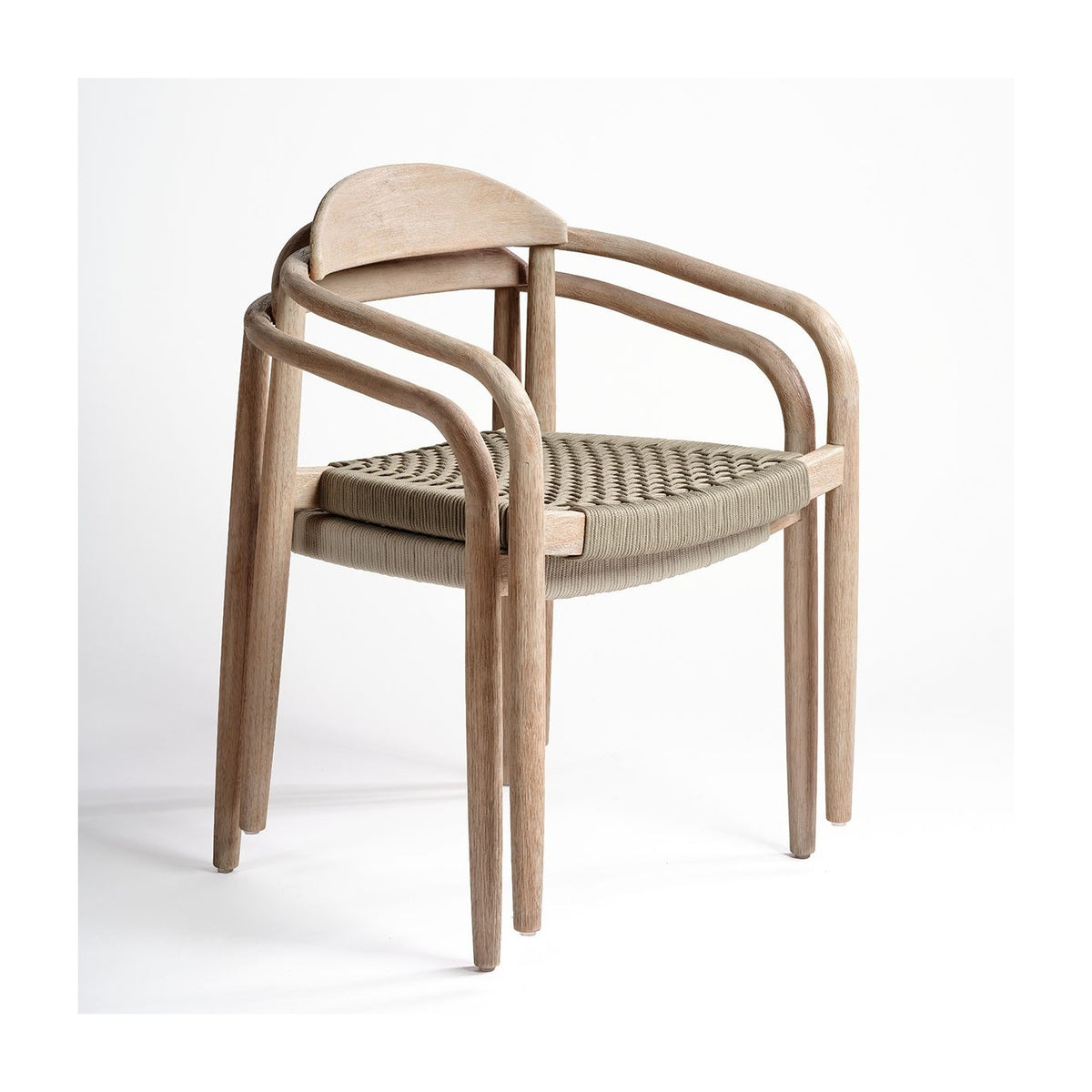Silla apilable de eucalipto y cuerda gris claro Ponta Delgada