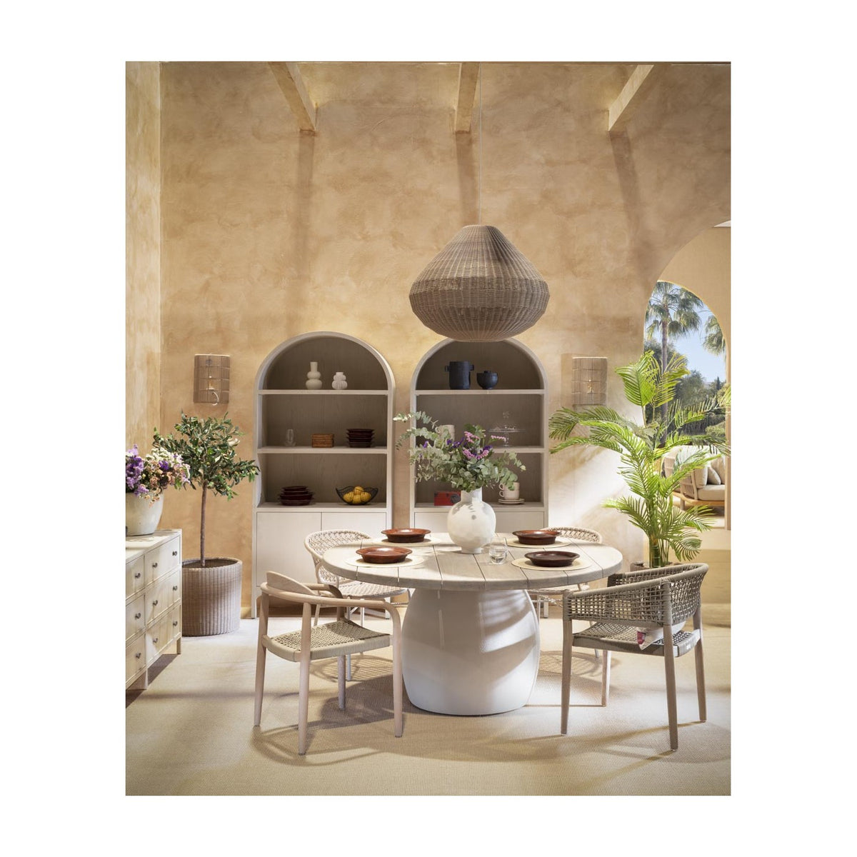 Silla apilable de eucalipto y cuerda topo Horta