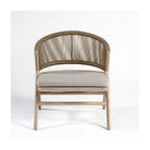 Sillón bajo de teca blanqueada y cuerda camel Kimolos