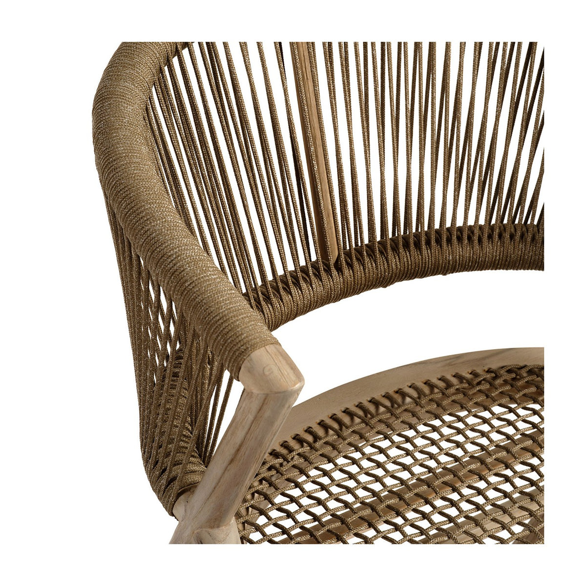 Silla de exterior de teca blanqueada y cuerda camel Antiparos