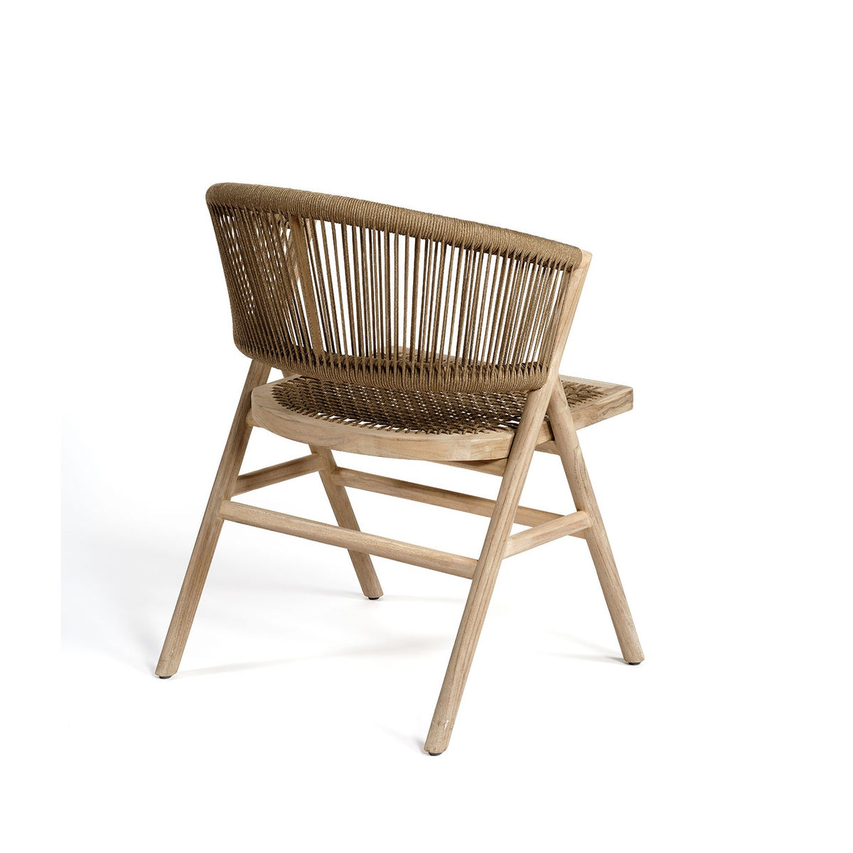 Silla de exterior de teca blanqueada y cuerda camel Antiparos