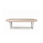 Mesa de comedor ovalada de teca y metal gris claro Óbidos