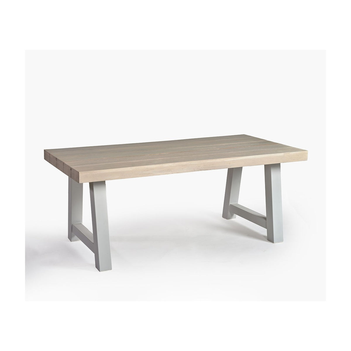 Mesa de comedor de exterior teca blanqueada y aluminio Corniglia