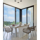 Mesa de comedor de exterior teca blanqueada y aluminio Corniglia