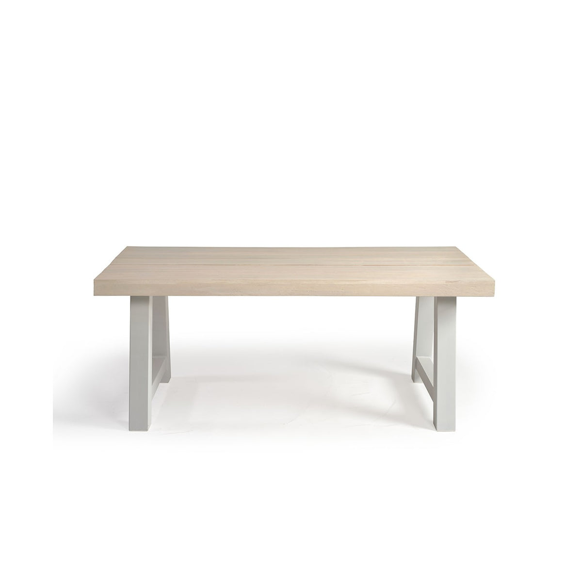 Mesa de comedor de exterior teca blanqueada y aluminio Corniglia