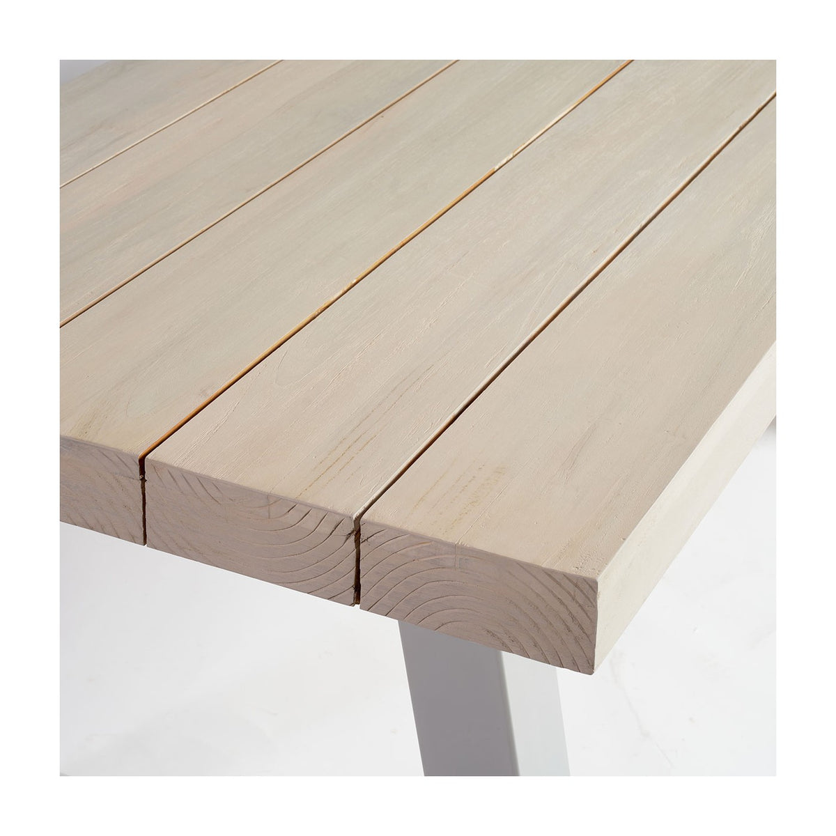 Mesa de comedor de exterior teca blanqueada y aluminio Corniglia