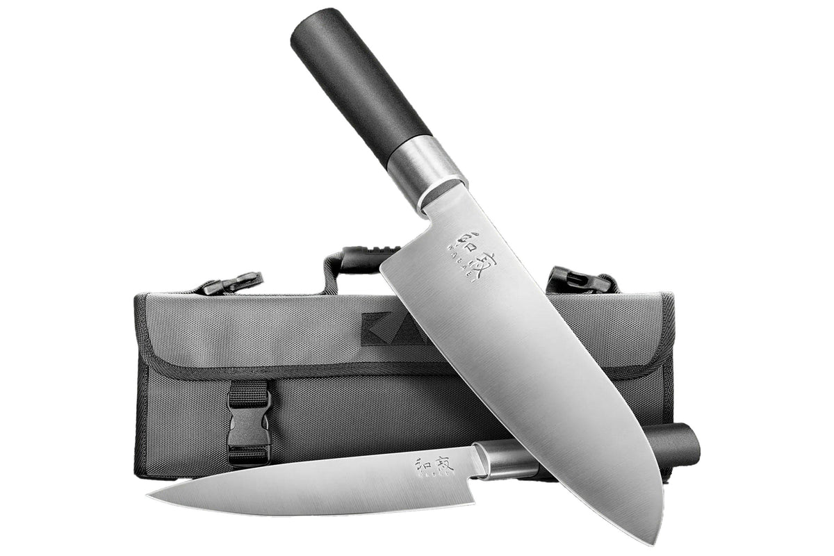 Set de 2 cuchillos Kai Wasabi Black con funda