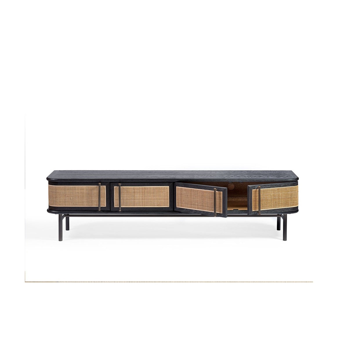 Mueble de TV de roble negro y ratán Sa Caleta