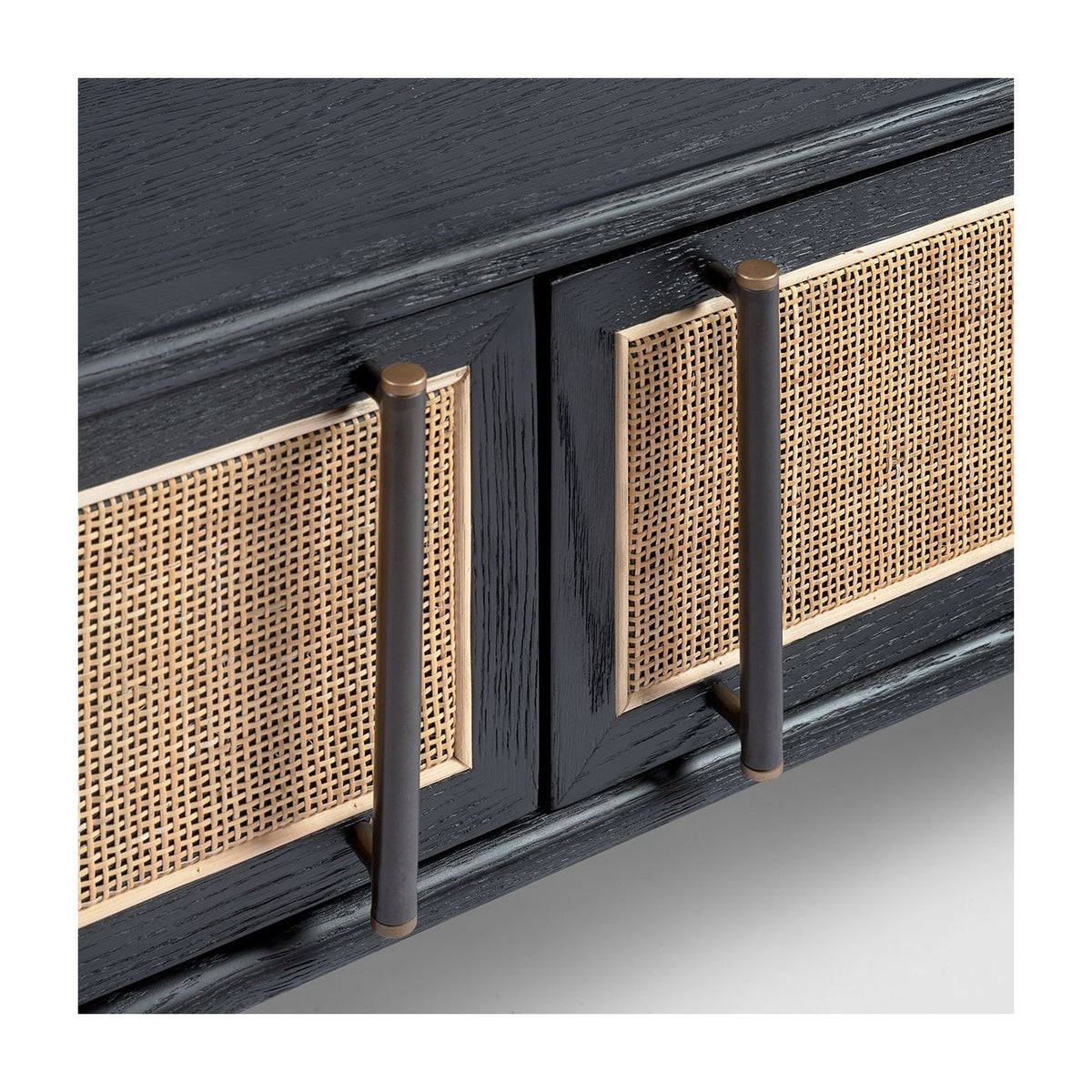 Mueble de TV de roble negro y ratán Sa Caleta